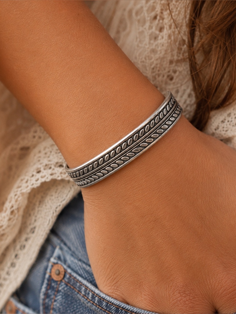 Stainless steel cuff open bangle bracelet